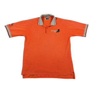 Vintage Harley Davidson Polo Shirt Adult MEDIUM Orange Racing Checkered 90s
